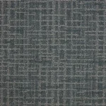 Close-up of charcoal grey patterned loop carpet.