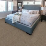 Dark grey patterned carpet in a modern living room