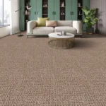 Living room with beige textured wall-to-wall carpeting